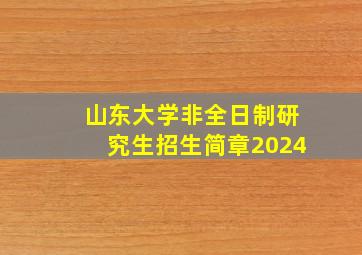 山东大学非全日制研究生招生简章2024