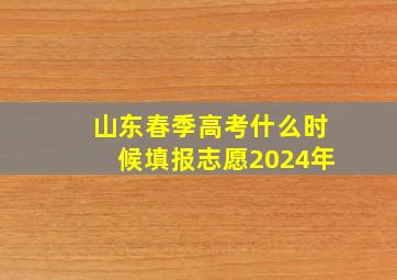 山东春季高考什么时候填报志愿2024年