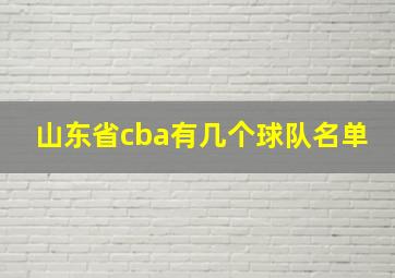 山东省cba有几个球队名单