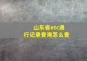 山东省etc通行记录查询怎么查