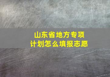 山东省地方专项计划怎么填报志愿