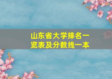 山东省大学排名一览表及分数线一本