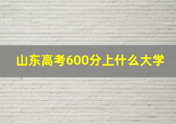 山东高考600分上什么大学