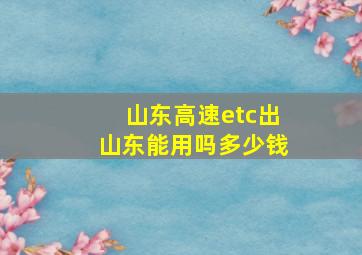 山东高速etc出山东能用吗多少钱