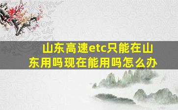 山东高速etc只能在山东用吗现在能用吗怎么办