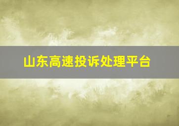 山东高速投诉处理平台