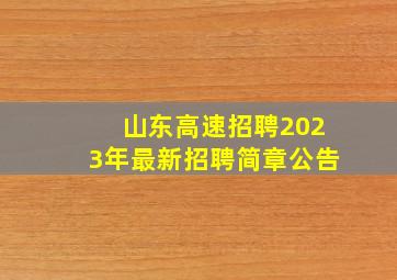 山东高速招聘2023年最新招聘简章公告