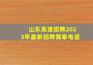 山东高速招聘2023年最新招聘简章电话