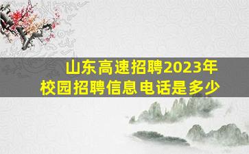 山东高速招聘2023年校园招聘信息电话是多少