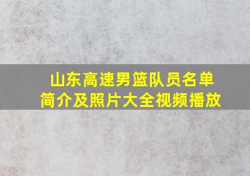 山东高速男篮队员名单简介及照片大全视频播放