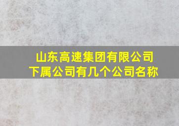 山东高速集团有限公司下属公司有几个公司名称