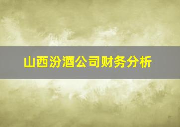 山西汾酒公司财务分析