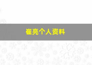 崔亮个人资料