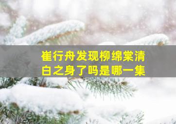 崔行舟发现柳绵棠清白之身了吗是哪一集