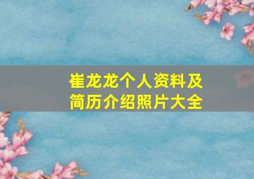 崔龙龙个人资料及简历介绍照片大全