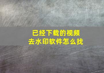 已经下载的视频去水印软件怎么找