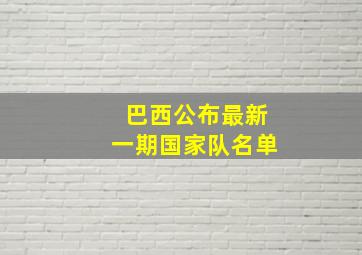 巴西公布最新一期国家队名单