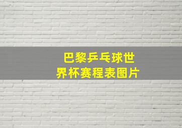 巴黎乒乓球世界杯赛程表图片