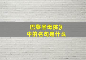 巴黎圣母院》中的名句是什么