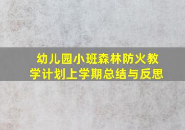 幼儿园小班森林防火教学计划上学期总结与反思