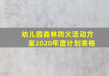 幼儿园森林防火活动方案2020年度计划表格