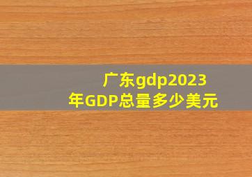 广东gdp2023年GDP总量多少美元