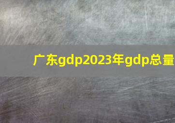 广东gdp2023年gdp总量