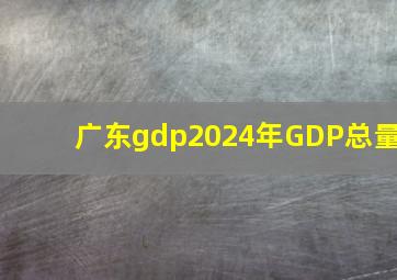 广东gdp2024年GDP总量