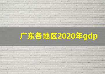 广东各地区2020年gdp