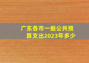 广东各市一般公共预算支出2023年多少