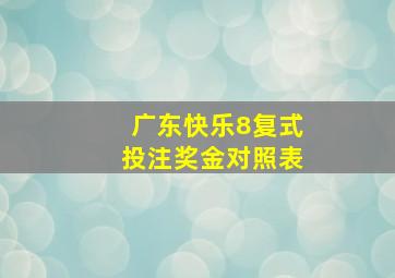 广东快乐8复式投注奖金对照表