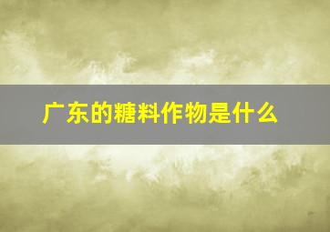 广东的糖料作物是什么