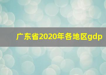 广东省2020年各地区gdp