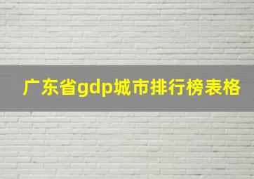 广东省gdp城市排行榜表格