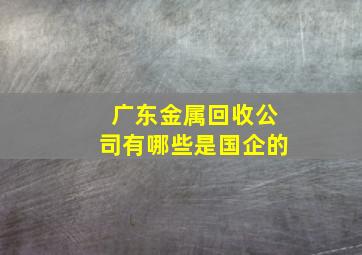 广东金属回收公司有哪些是国企的