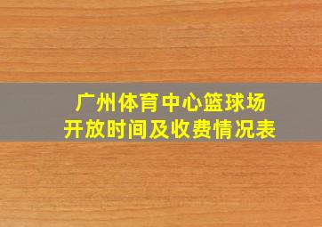 广州体育中心篮球场开放时间及收费情况表