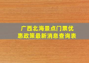 广西北海景点门票优惠政策最新消息查询表