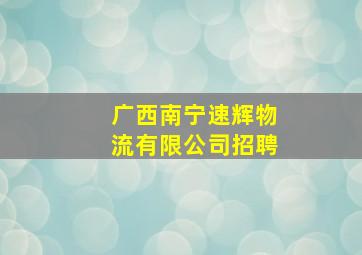 广西南宁速辉物流有限公司招聘