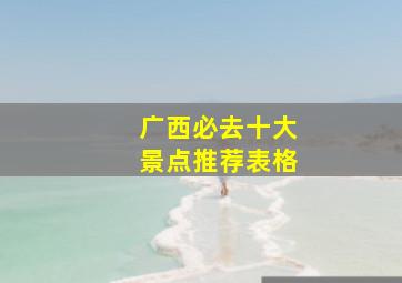 广西必去十大景点推荐表格