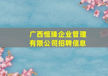 广西恒臻企业管理有限公司招聘信息