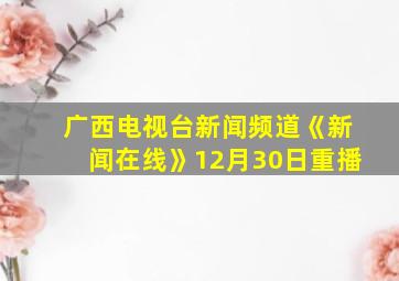 广西电视台新闻频道《新闻在线》12月30日重播