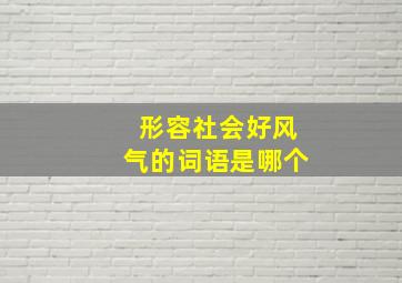 形容社会好风气的词语是哪个