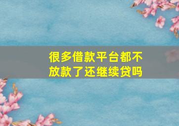 很多借款平台都不放款了还继续贷吗