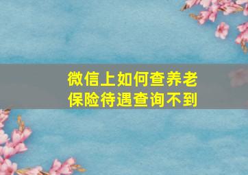 微信上如何查养老保险待遇查询不到