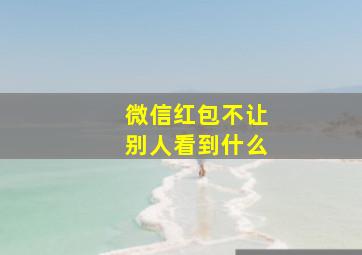 微信红包不让别人看到什么