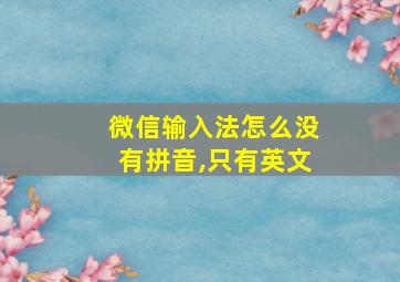 微信输入法怎么没有拼音,只有英文