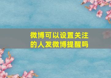 微博可以设置关注的人发微博提醒吗