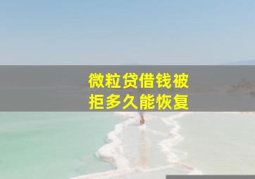 微粒贷借钱被拒多久能恢复