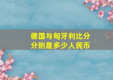 德国与匈牙利比分分别是多少人民币