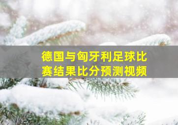 德国与匈牙利足球比赛结果比分预测视频